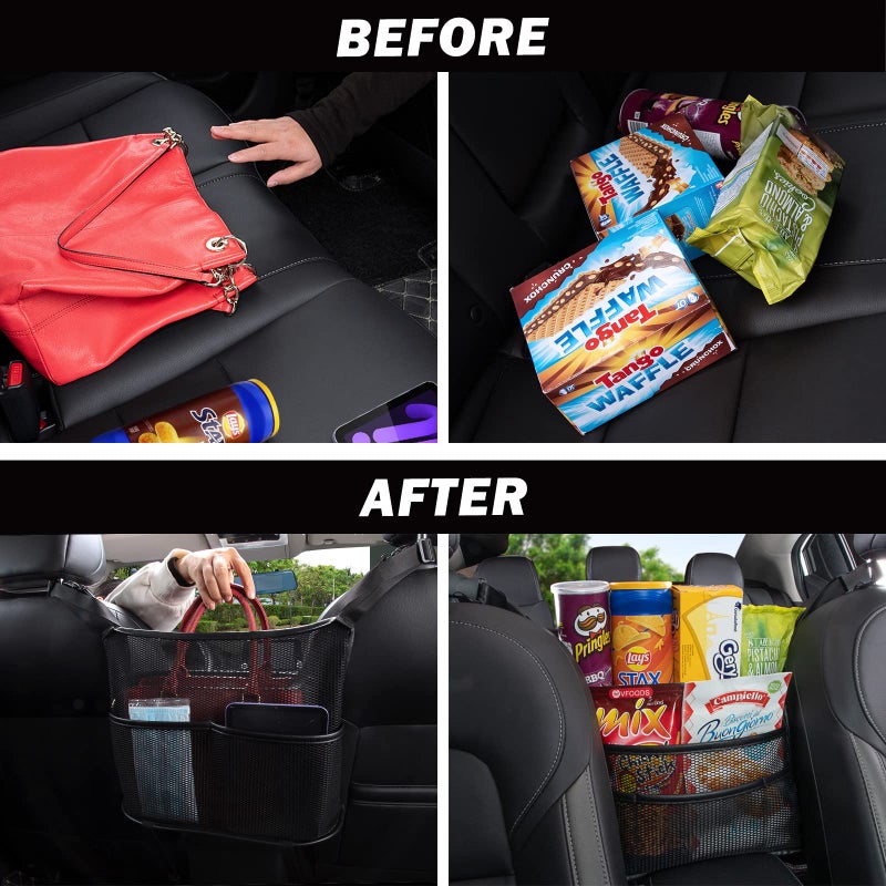 Eing Car Seat Back Organizer - Large Capacity Storage for Purses, Handbags & Kids' Items - Black - Image 2